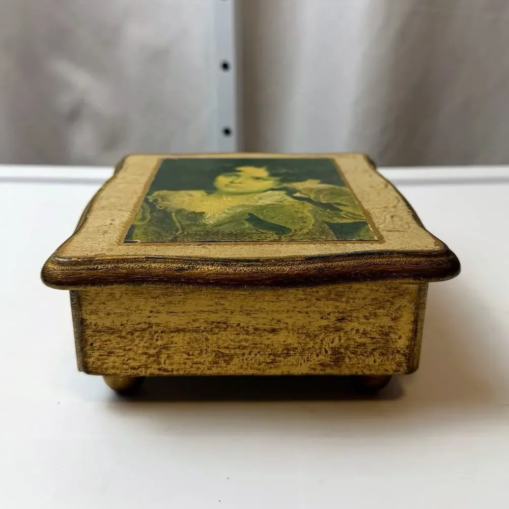 VTG Japanese Music Box Jewelry Box Victorian Girl TOYO Works Mid Century Decor